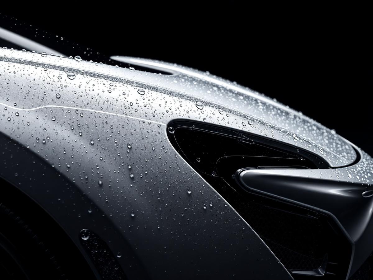 Water beading on a ceramic coated supercar finish